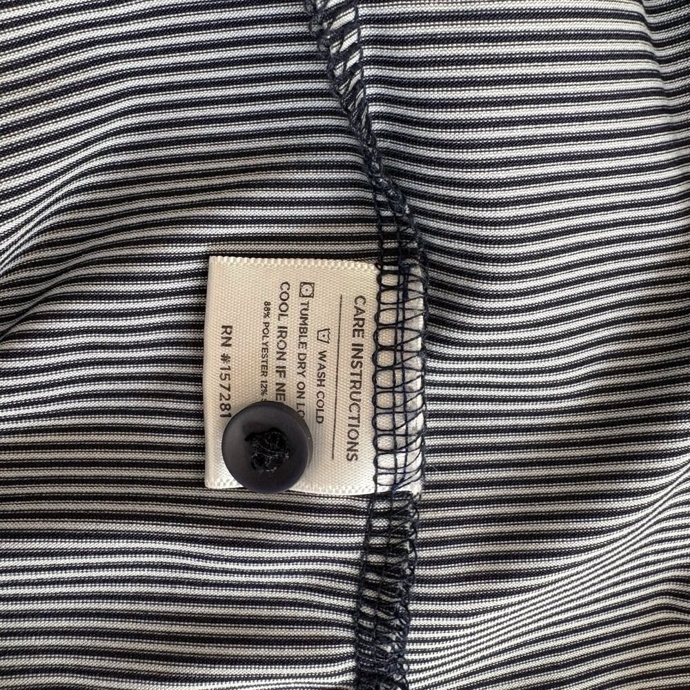 Mizzen Main Versa Polo Shirt Mens Large Trim Navy White Micro Stripe Stretch - Picture 7 of 7
